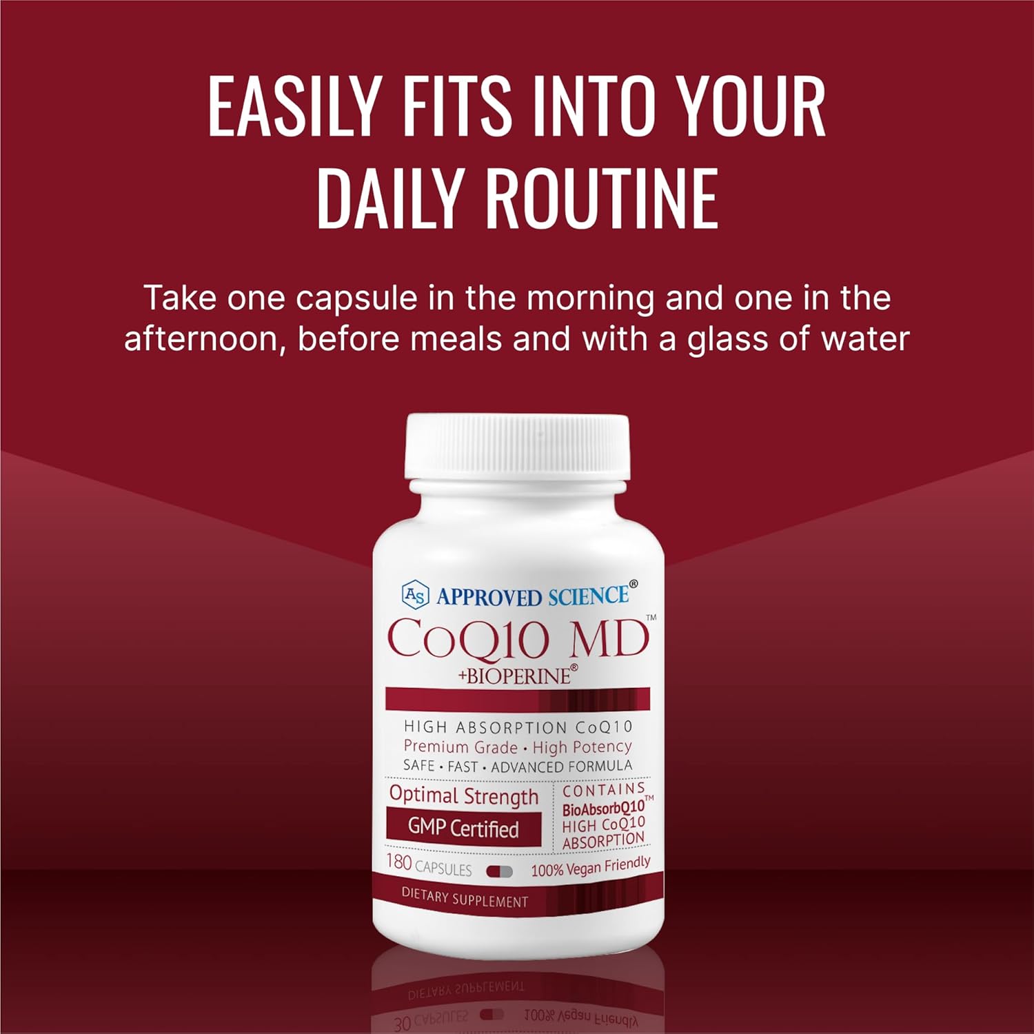 Approved Science® CoQ10 MD - Extra Strength 300mg Pure CoQ10 with Bioperine® for Faster Absorption - Optimal Support - 3 Month Supply