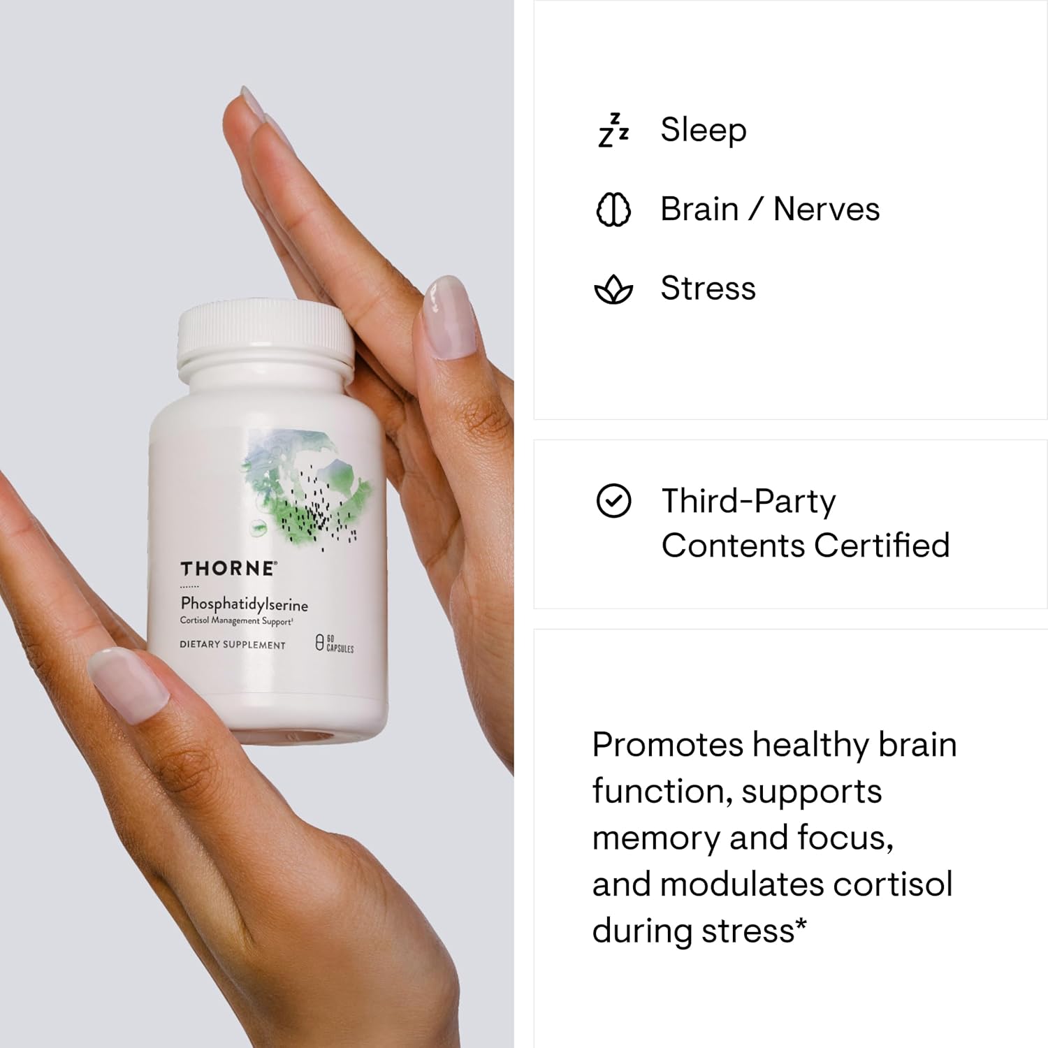 THORNE - Phosphatidylserine (Formerly Iso-Phos) - Cortisol Management Support - Phosphatidylserine Isolate Supplement to Support Brain Function* - 60 Capsules - 60 Servings