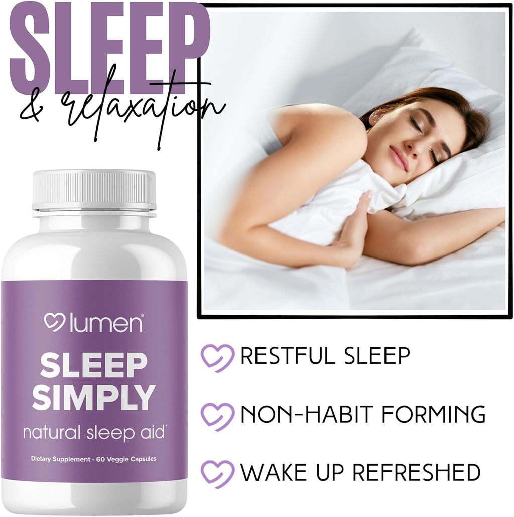 Lumen Naturals Sleep Aid for Adults, Herbal Supplement with Melatonin, Valerian Root, Magnesium, Deep Sleep Support to Promote Calm Deep Sleeping for Better Rest - 60 Capsules