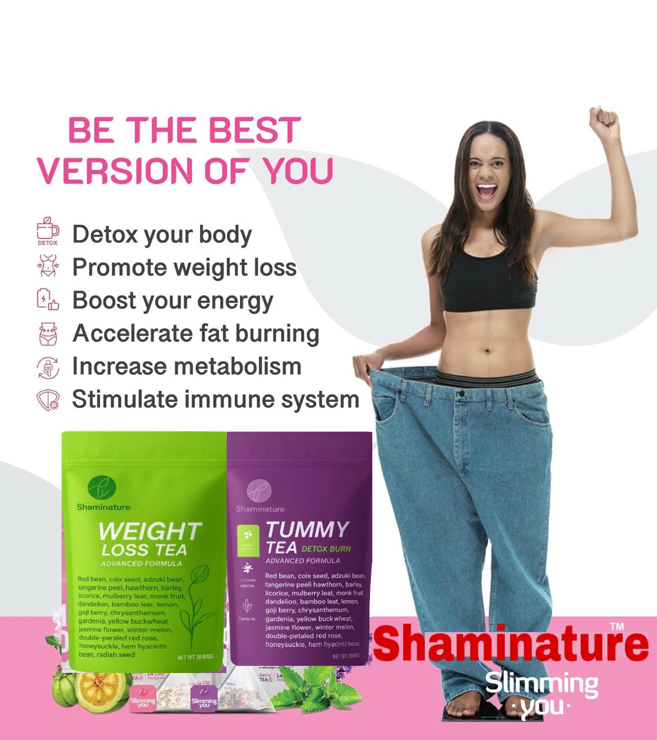 Shaminature tummy tea detox,Weight Loss Detox Tea, Body Cleanse, Day and Night Tea