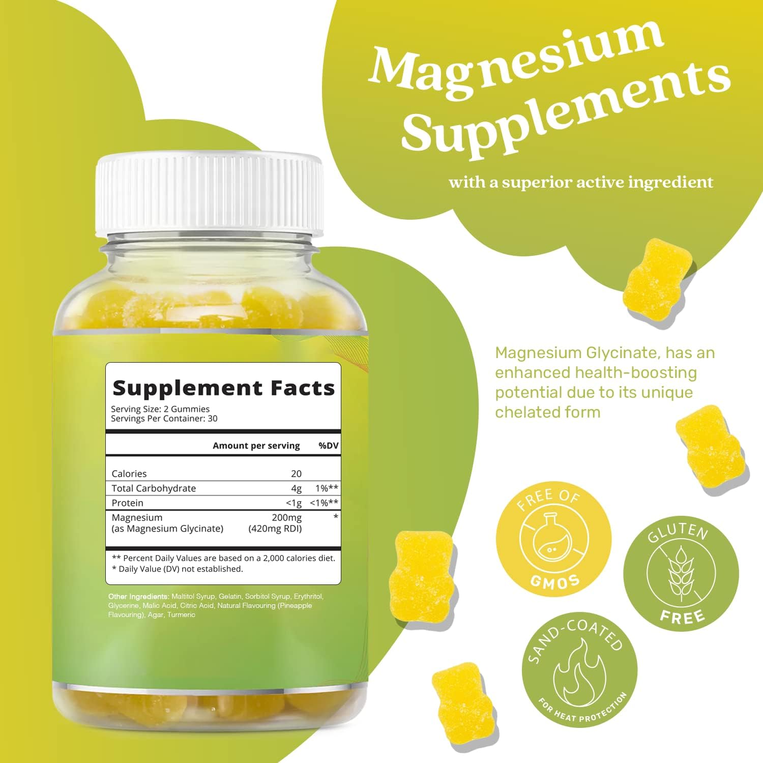 BeLive Magnesium Gummies 200mg - 60 Ct | Magnesium Glycinate Supplements for Relaxation, Stress Relief, and Sleep for Adults & Kids - Tasty and Tangy Pineapple Flavor (3)