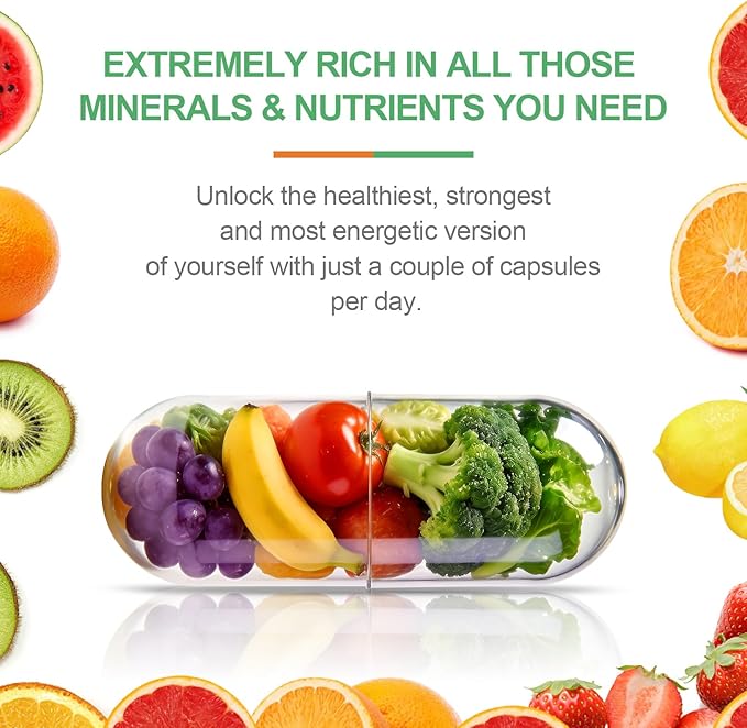 Fruit- Nutritional Supplement, 90 Vegetarian Capsules | A Blend of 20 Natural Whole Fruits. All-Natural, Fresh superfoods—Rich in Vitamins and Minerals—to Boost Energy Levels.