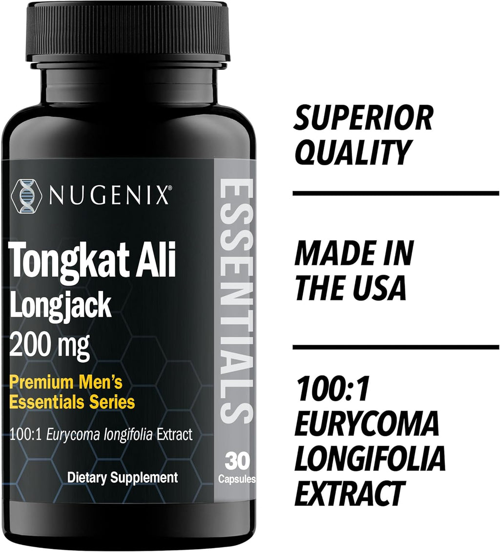 Nugenix Essentials Tongkat Ali for Men, Support for Men's Health, Longjack Eurycoma Longifolia Extract, 30ct