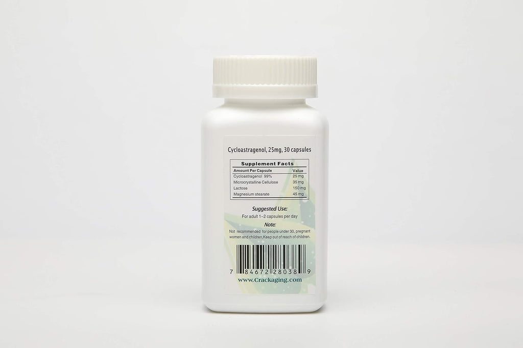 Crackaging Super-Absorption Cycloastragenol 98% 25mg 30caps Anti Aging DNA Cell Telomerase Strength Faction Longevity Classic Supplement