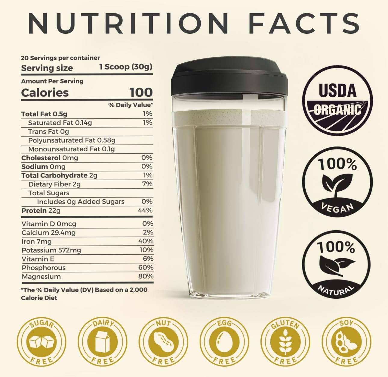 Organic Hemp Protein Powder for Women & Men - Unflavored Pure Natural - Plant Based Powder, Vegan, Gluten Free, Keto - Hemp Seed Powder Cold-Pressed 1.32lb (20 Servings (1.32 lb), Unflavored)
