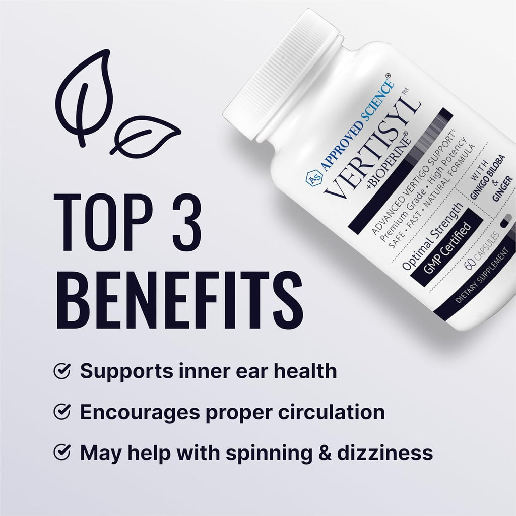 Approved Science VertiSyl - Ginkgo Biloba, Ginger, Vitamin D3, BioPerine - 30 Capsules - 1 Month Supply