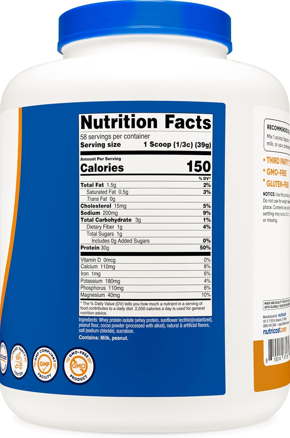 Nutricost Whey Protein Isolate (Chocolate Peanut Butter, 5 Pound) Protein Powder