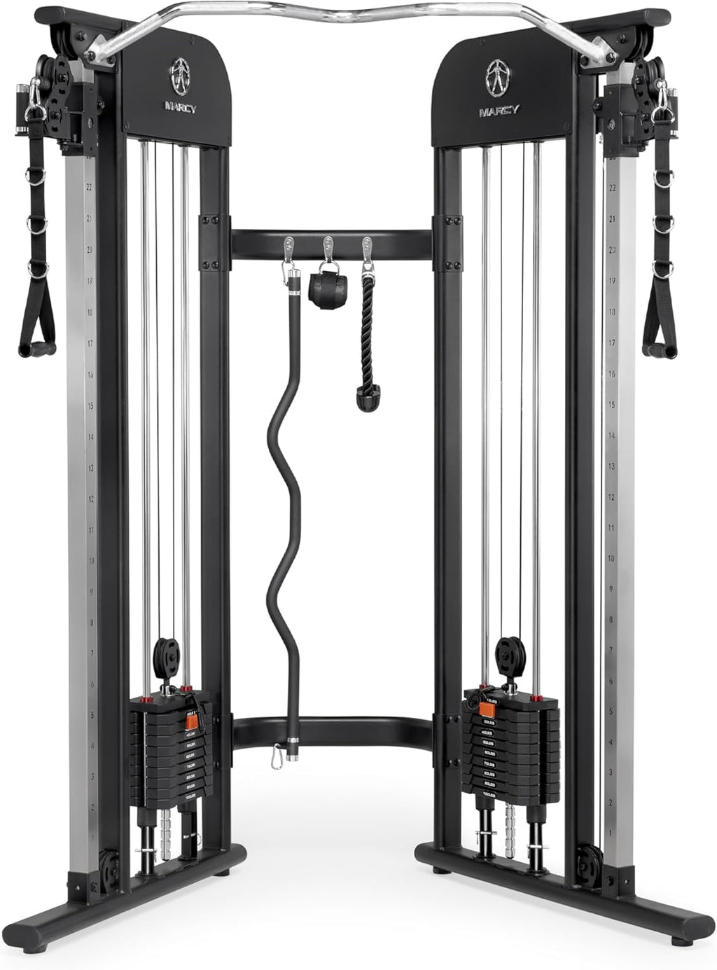 Marcy Strength Training Multi-Functional Trainer with 200 lb Weight Stacks, 2:1 Ratio Cable Pulley Station Home Gym System MFT-942