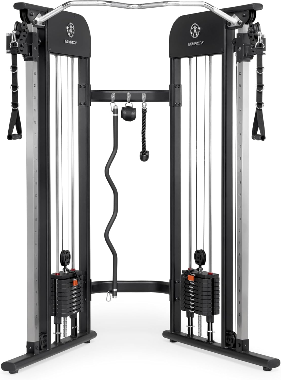 Marcy Strength Training Multi-Functional Trainer with 200 lb Weight Stacks, 2:1 Ratio Cable Pulley Station Home Gym System MFT-942