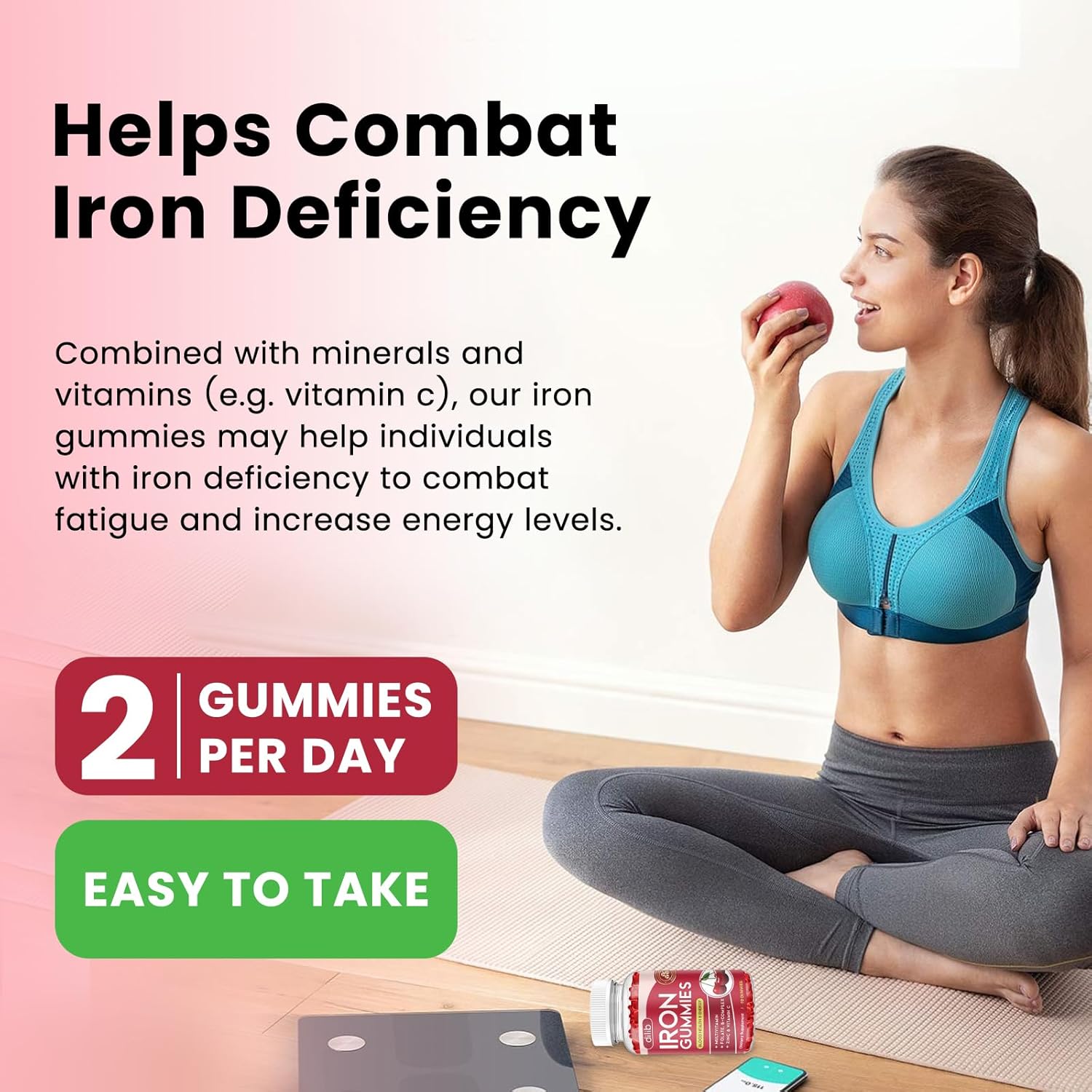 Iron Gummies with Multivitamin, Iron Supplement for Women & Men, Kids Multivitamin with Iron, Zinc, Vitamin B Complex & C, B12, Folate - Blood Builder, Energy Support, Cherry Flavor, Vegan 120 Gummies