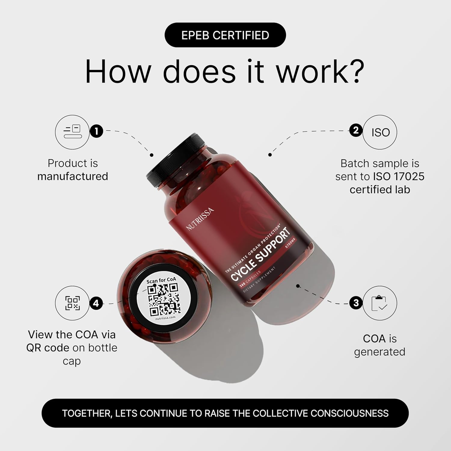 Nutriissa Cycle Support - Premium Kidney & Liver Detox - Organ Defense for Bodybuilders & Weightlifters - EPEB Certified for Purity & Potency - 400mg TUDCA & 1000mg NAC - Vegan, 240 Capsules