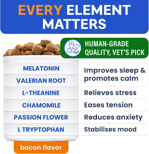BARK&SPARK (MAX Strength) Melatonin for Dogs to Sleep & Anxiety Aid - Medium & Small Breeds - 6mg Doggie Sleeping Pills - 120 Treats