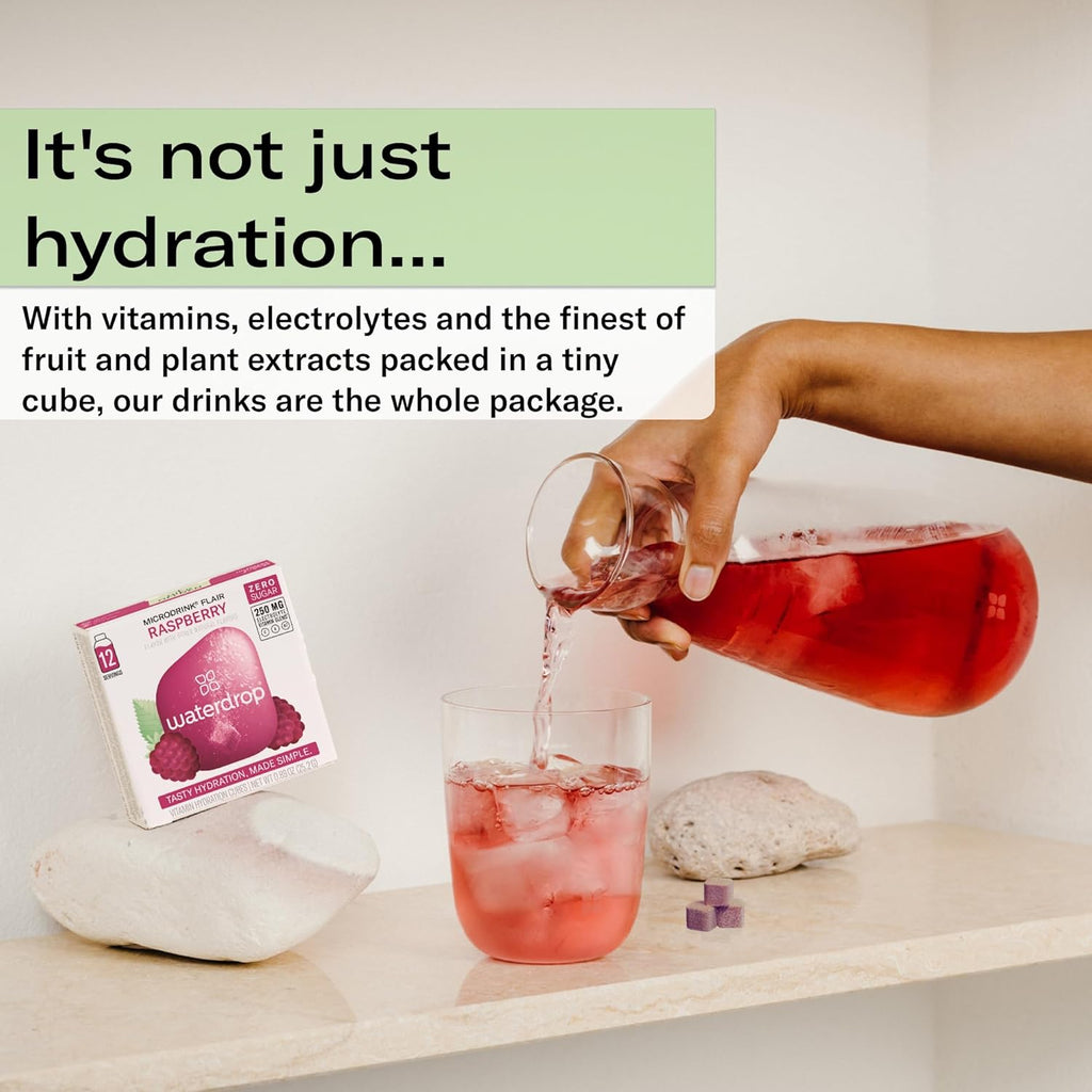 Waterdrop Hydration Cubes, Elderflower & Lime Blossom, Vitamin C, E & Potassium, On The Go Water Enhancer Drops for Still & Sparkling Water, Low Calorie, Zero Sugar, Gluten Free, Non GMO, Vegan, 24 CT