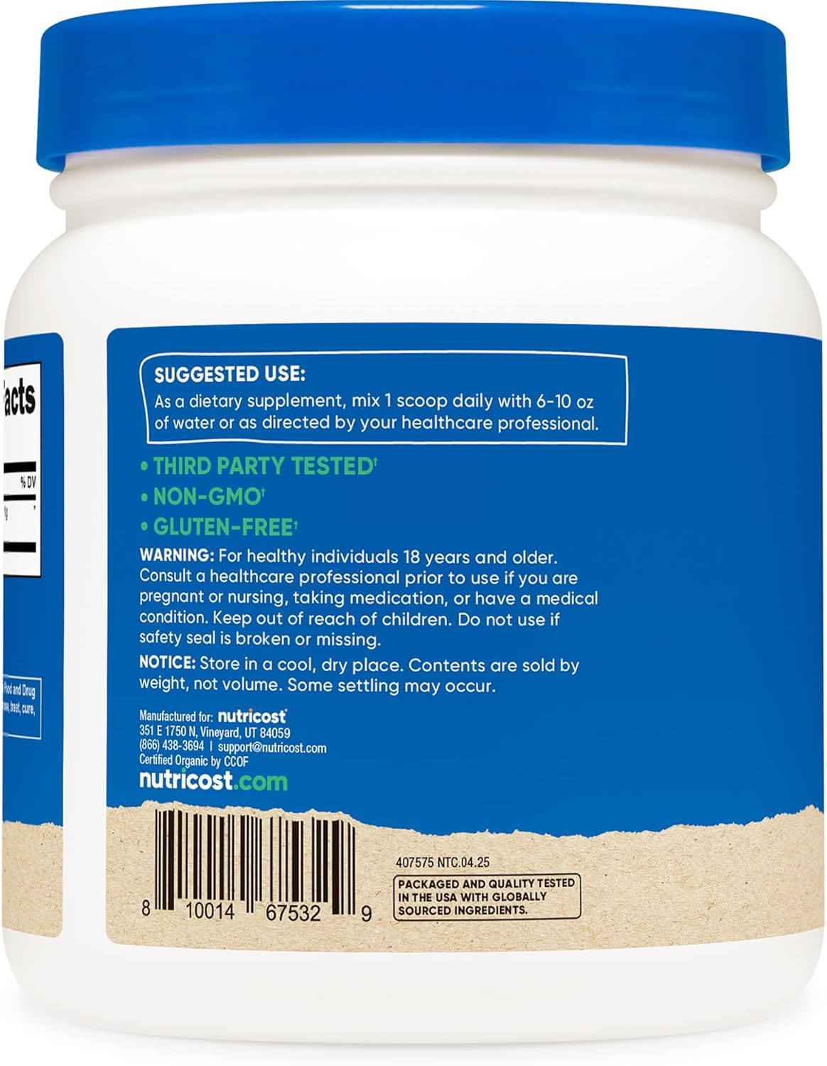 Nutricost Organic Spirulina Powder 454 Grams, 1LB - Pure, Certified Organic Spirulina
