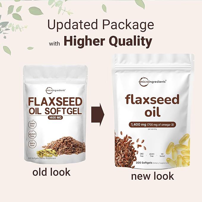 Flaxseed Oil 1,400mg, 300 Liquid Softgels | Flaxseed Oil Supplement with Omega 3, 6, & 9 Fatty Acids + DHA & Alpha Linolenic Acid (ALA) | Fish Free Omega Source | Non-GMO
