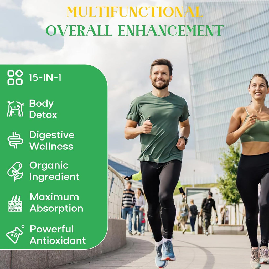 15-in-1 Detox Binder, Activated Charcoal, Zeolite & Bentonite Clay, Chlorella, 1500 MG Detox Supplement Maximum Absorbent, Liver Gut Digestive Detox Cleanse, 180 Vegan Capsules