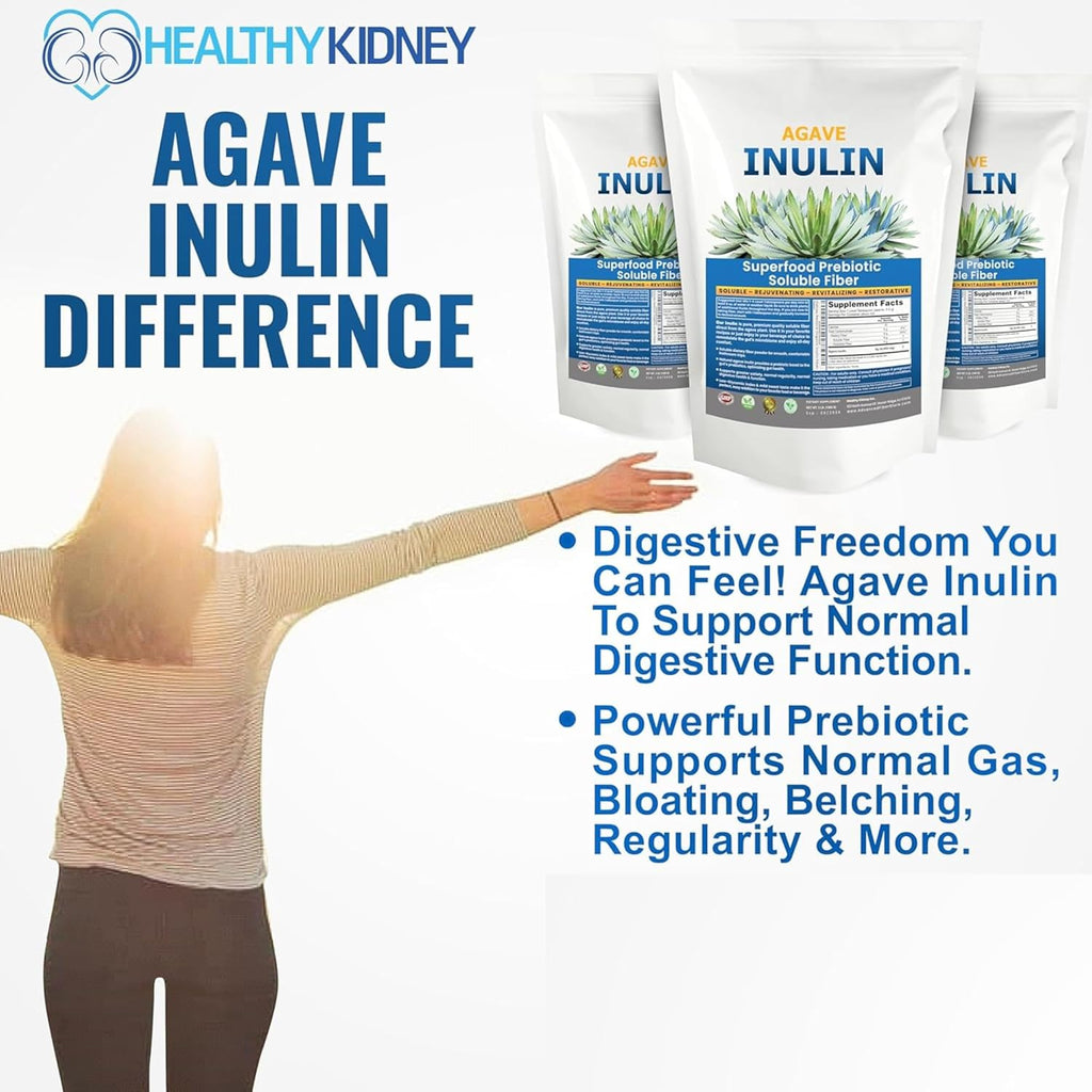 Inulin Powder (96oz/6 lbs) Gentle Agave Prebiotic Soluble Fiber Supplement for Digestive Support, Gut Health, Vegan Baking, Smoothies & Drinks