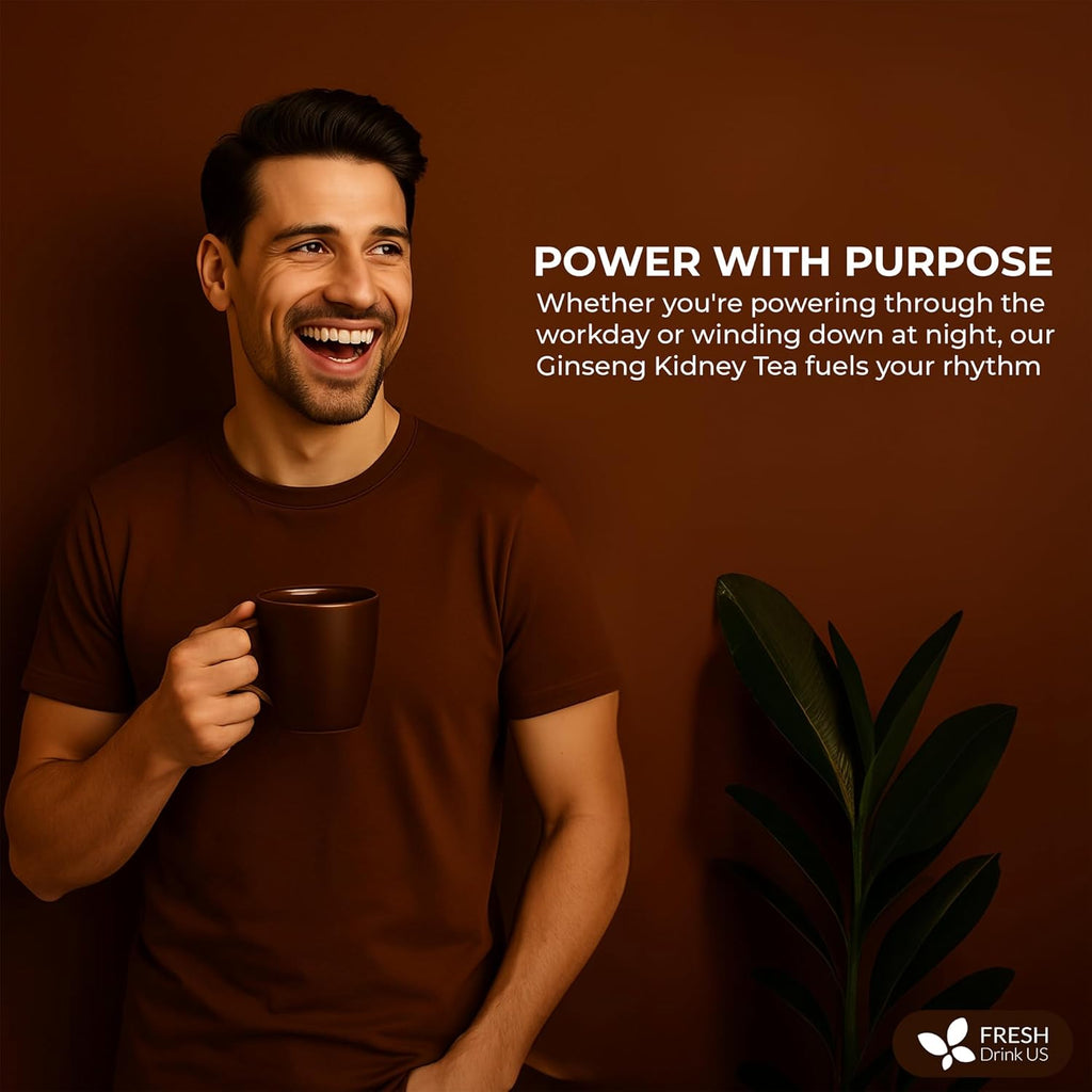 FreshDrinkUS, Ginseng 6 Treasures Kidney Tea, 30 Packs Of Super Kidney Cleanse Detox Tea For Men & Women, 100% Natural Roots & Berries | Caffeine-Free | Adaptogenic Blend for Energy, Wellness & Vitality Support