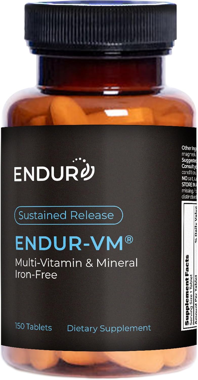 ENDUR-VM - Without Iron – Sustained-Release Daily Multi-Vitamin - Vitamin A, Vitamin C, Vitamin D, Vitamin E, Vitamin B12 - Zinc for Immune Health Support + Calcium & More - 150 Tablets