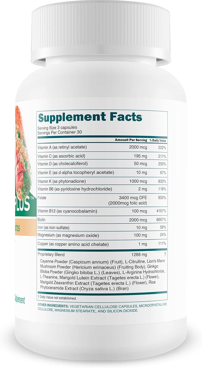 Herbal Rainforest Activated Magnesium Plus - Our Best Magnesium Combo Supplement - with Vitamin D, A, E, K, B6, Folate, B12, Biotin, Iron, Copper, Cayenne, Lions Mane Mushroom, Gingko Biloba & More