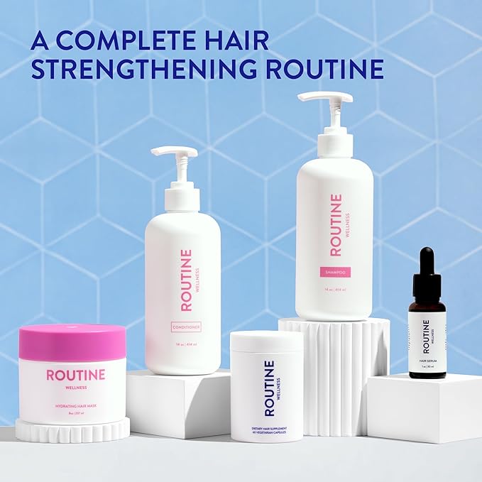 Routine Wellness Anti-Thinning Shampoo and Conditioner Set for Thinning Hair - Biotin DHT Blocker Women & Men - Color Safe Shampoo for Hair Loss & Healthier Hair - Jasmine & Orange Blossom (Pack of 2)