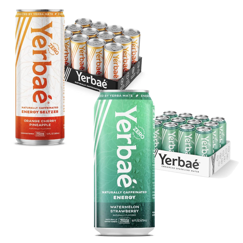 Yerbaé Energy Seltzer & Beverage Bundle - 16oz & 12oz Variety 24-Pack, 0 Sugar, 0 Calories, 0 Carbs, Energized by Yerba Mate & Plant-Based