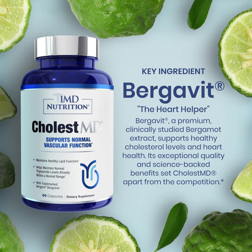 1MD Nutrition CholestMD with Olive Leaf Extract, Bergavit, Niacin, Garlic | 60 Capsules
