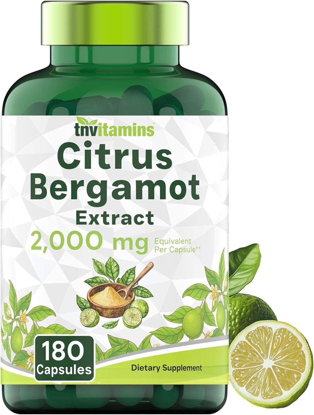 Citrus Bergamot 2000mg - 180 Capsules | Ultra Potent Citrus Bergamot Supplement 2000 mg Per 1 Capsule Serving | 6 Month Supply! | Non-GMO | Made in The USA!