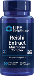 Life Extension Reishi Extract Mushroom Complex - Mushrooms Herbal Supplement for Immune Support – Ganoderma Lucidum Extract - Gluten-Free, Non-GMO, Vegetarian – 60 Capsules