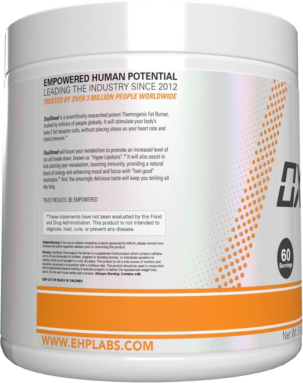 EHP Labs OxyShred Pre Workout Powder & Shredding Supplement - Preworkout Powder with L Glutamine & Acetyl L Carnitine, Energy Boost Drink - Wild Melon, 60 Servings