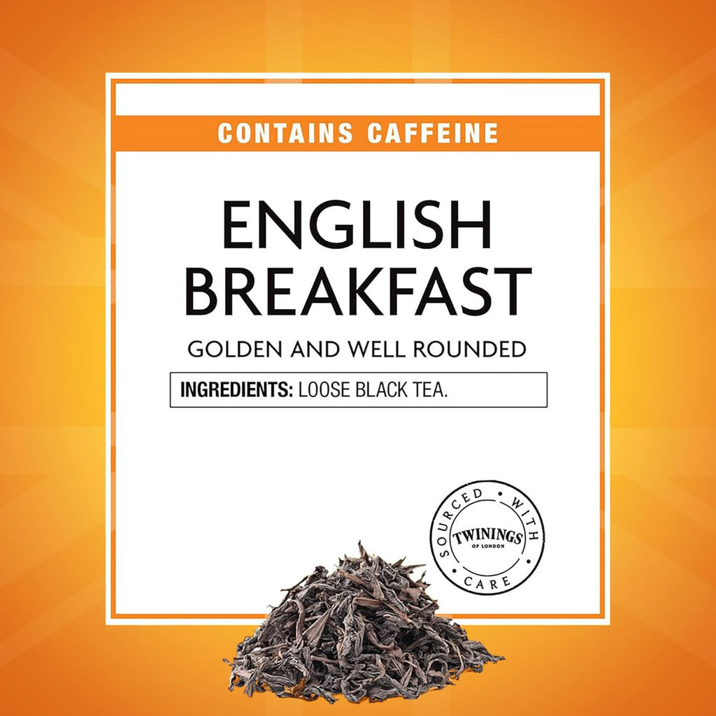 Twinings English Breakfast Loose Tea Tins, 7.05 Ounce Tins (Pack of 6), Smooth, Flavourful, Robust Black Tea Leaves, Caffeinated, Enjoy Hot or Iced