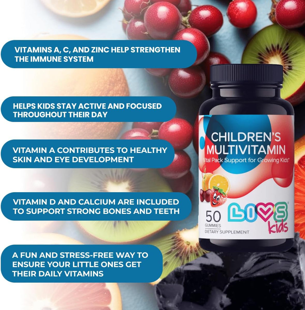 Children's Multivitamin Gummy - Kids Multivitamin Gummies with Vitamin D2, Omega 3, Zinc, Vitamin C, B12 & More | Gluten-Free, Non-GMO Supplements for Kids – Strawberry, Cherry & Org Taste, 100ct