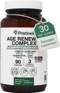 PRISTINE'S Senolytic Anti Aging & Autophagy Aid Age Renewal Complex - Senescent Cell Removal Support - Fisetin, Quercetin, Curcumin, Zinc - Gluten Free, Non-GMO, Vegan, USA Made