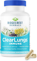 Ridgecrest Herbals ClearLungs Immune, Lung Support Supplement with Mullein, Elderberry, Zinc, Vitamin C, Vitamin A, Olive Leaf (60 Caps, 30 Serv)