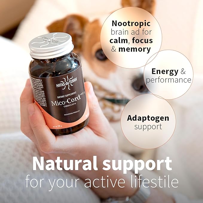 HIFAS DA TERRA Mico-Cord - Cordyceps Mushroom Capsules, Mushroom Supplement, Adaptogen Extract Powder Pills for Women & Men, Nootropic Brain Aid for Calm, Focus, & Memory - 70 Vegan Capsules