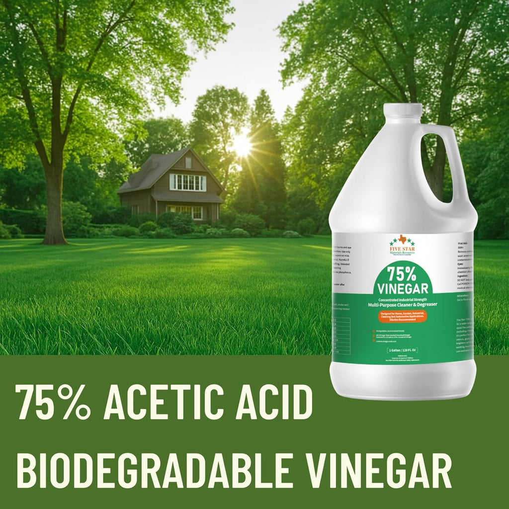 75% Vinegar Concentrated | White Vinegar for Cleaning and Garden | Horticultural, Home, and Outdoor Pure| | 2 Gallon (256 fl oz) | Max Performance 18X Power | with Instructions