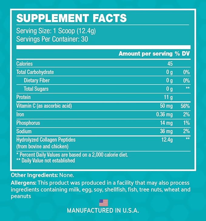 INVIGOR8 Collagen Peptides Powder Hydrolyzed + Vitamin C Hydrolyzed Type I, II, & III + Vitamin C Unflavored Non-GMO Grass-Fed Supplement Supports Joints, Skin, Hair, Nails and Anti-Aging (12.4g)