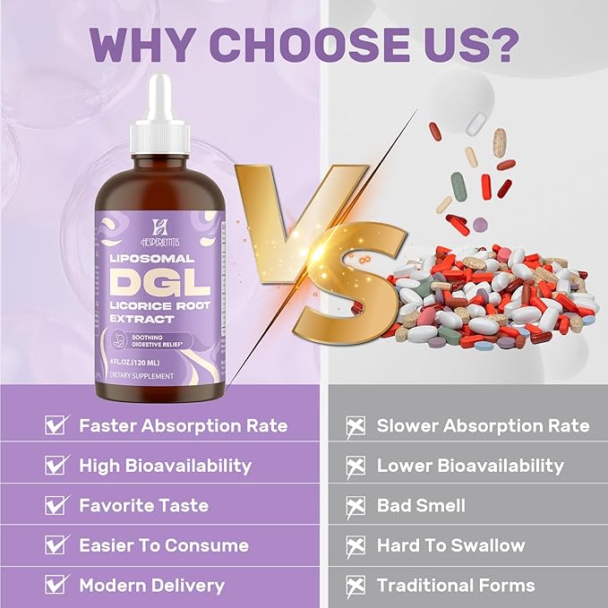 Liposomal DGL Licorice Root Extract - Deglycyrrhizinated Licorice with L-Glutamine, Marshmallow, Clove, and Slippery Elm - Digestive, Stomach Lining, Elimination, Max Absorption, 60 Servings