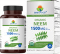 Brieofood Organic Neem 1500mg, 45 Servings, Vegetarian, Gluten Free, 90 Vegetarian Tablets