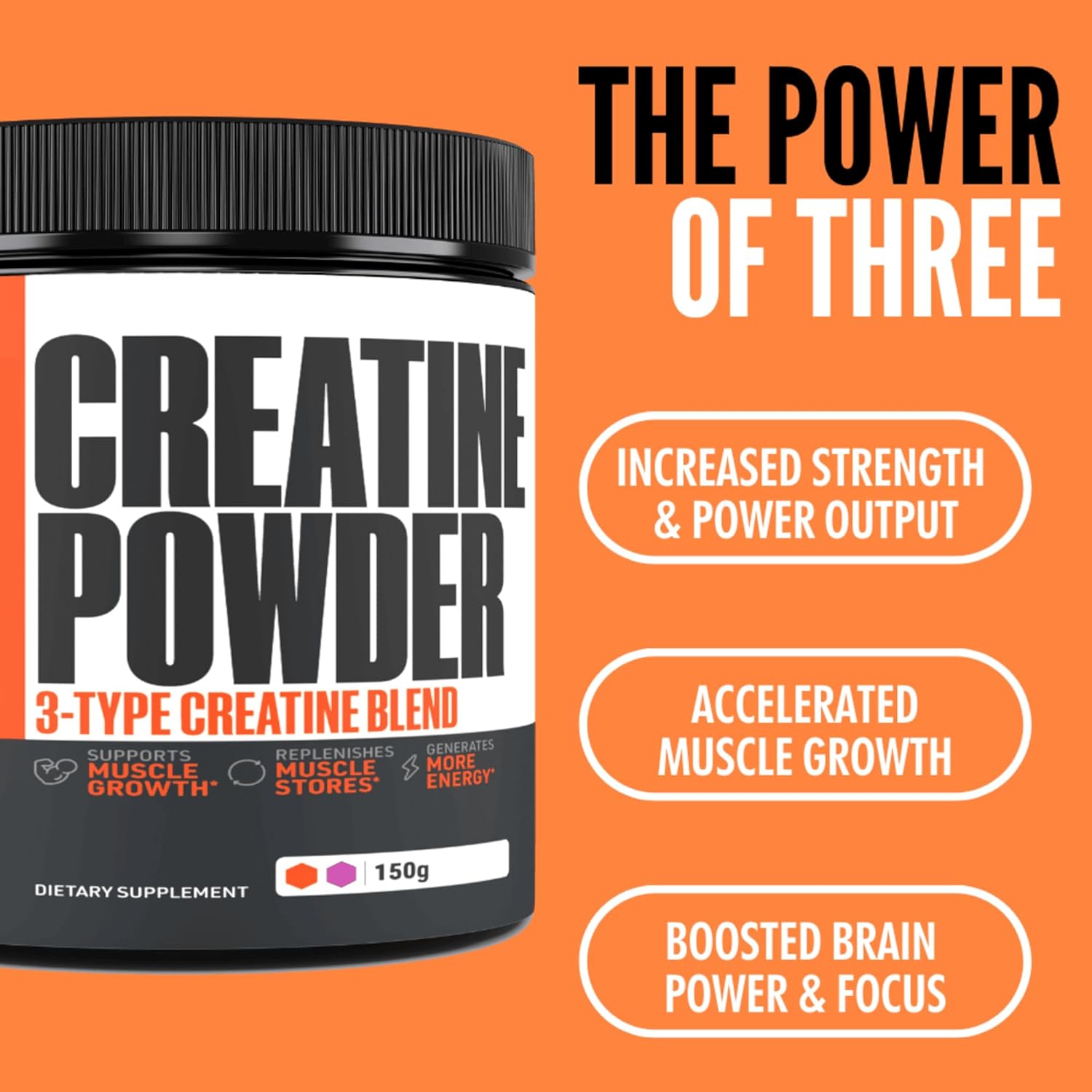 Crazy Muscle Creatine Monohydrate Powder, 5000mg Premium 3X ThreeAtine Pre Workout Mass Gainer, High Absorption Easy to Take Powder Optimum Performance for Men & Women, 30 Servings
