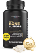 Livingood Daily Calcium Supplement for Women and Men, Bone Support with Vitamin C, Vitamin D3 K2, Magnesium, Zinc, Calcium, Vegetarian Capsules, Non GMO, Gluten Free, 60 Count