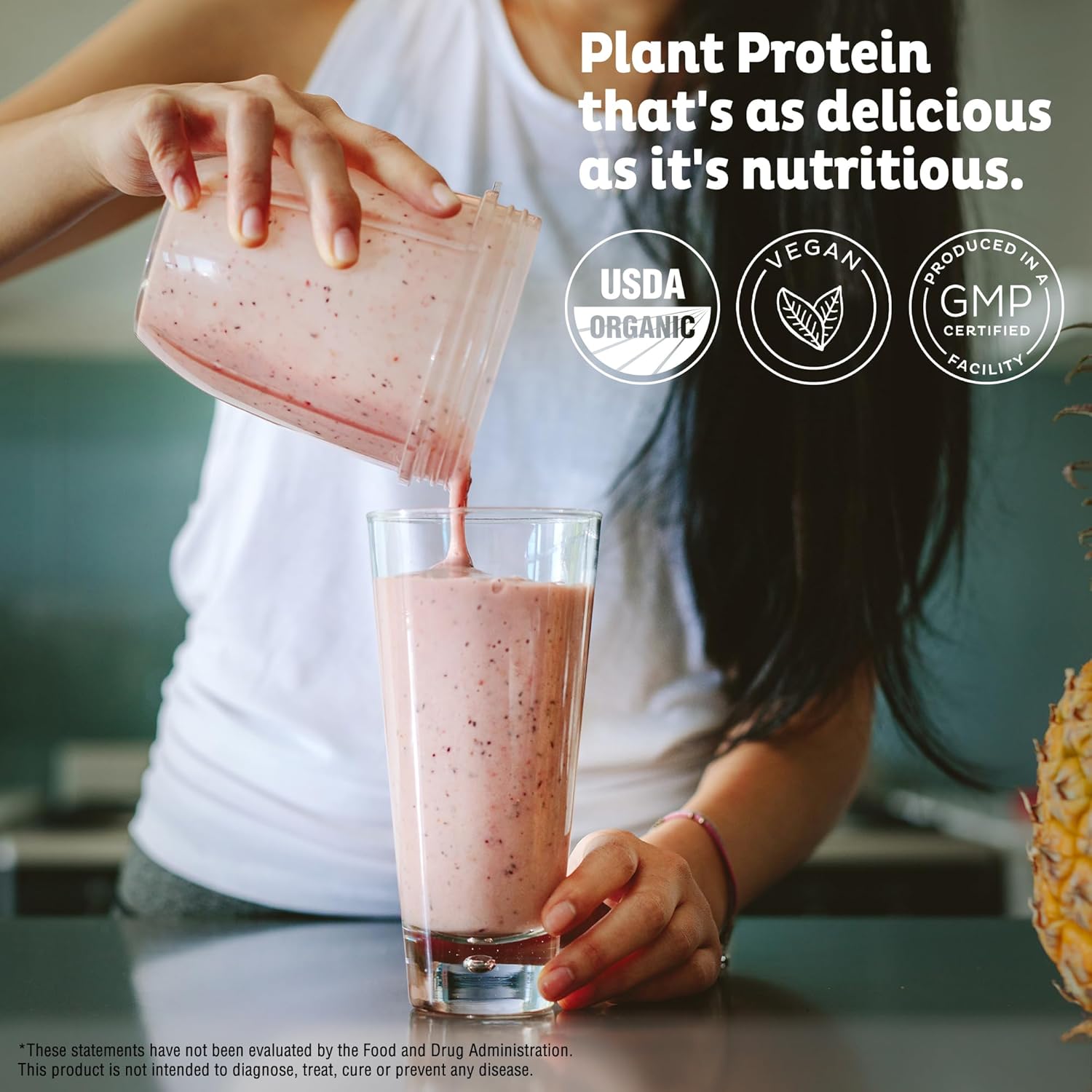 KOS Vegan Protein Powder, Unflavored & Unsweetened - Low Carb Pea Protein Blend, Organic Superfood Rich in Vitamins & Minerals - Keto, Soy, Dairy Free - Meal Replacement for Women & Men - 28 Servings