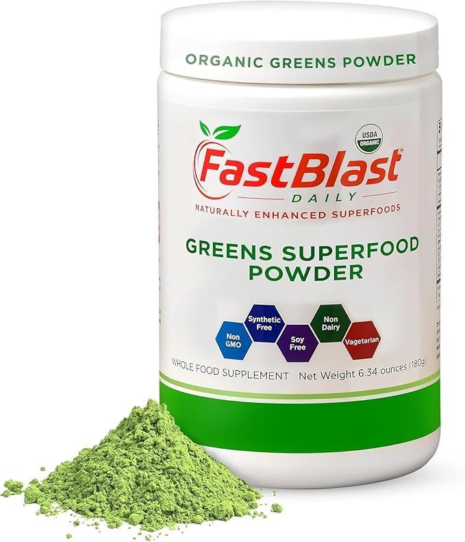Organic Super Greens Powder with Over 30 Superfoods, Daily Greens Supplements with Probiotics, Fermented Superfood Powder, Low Cal Supergreens for Overall Wellness Meal Replacement - 180g (6.3 oz)