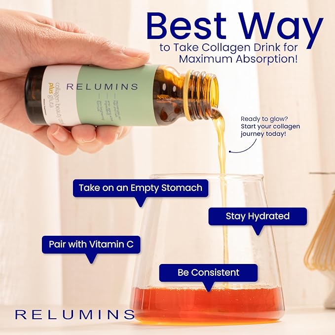 Relumins Advance Glow Youth Trio – Gluta Drink 10 Bottles, Collagen Drink 10 Bottles, & Vitamin C Capsules - Antioxidant Support Elasticity Radiant Appearance Daily Wellness Routine Gift for Women