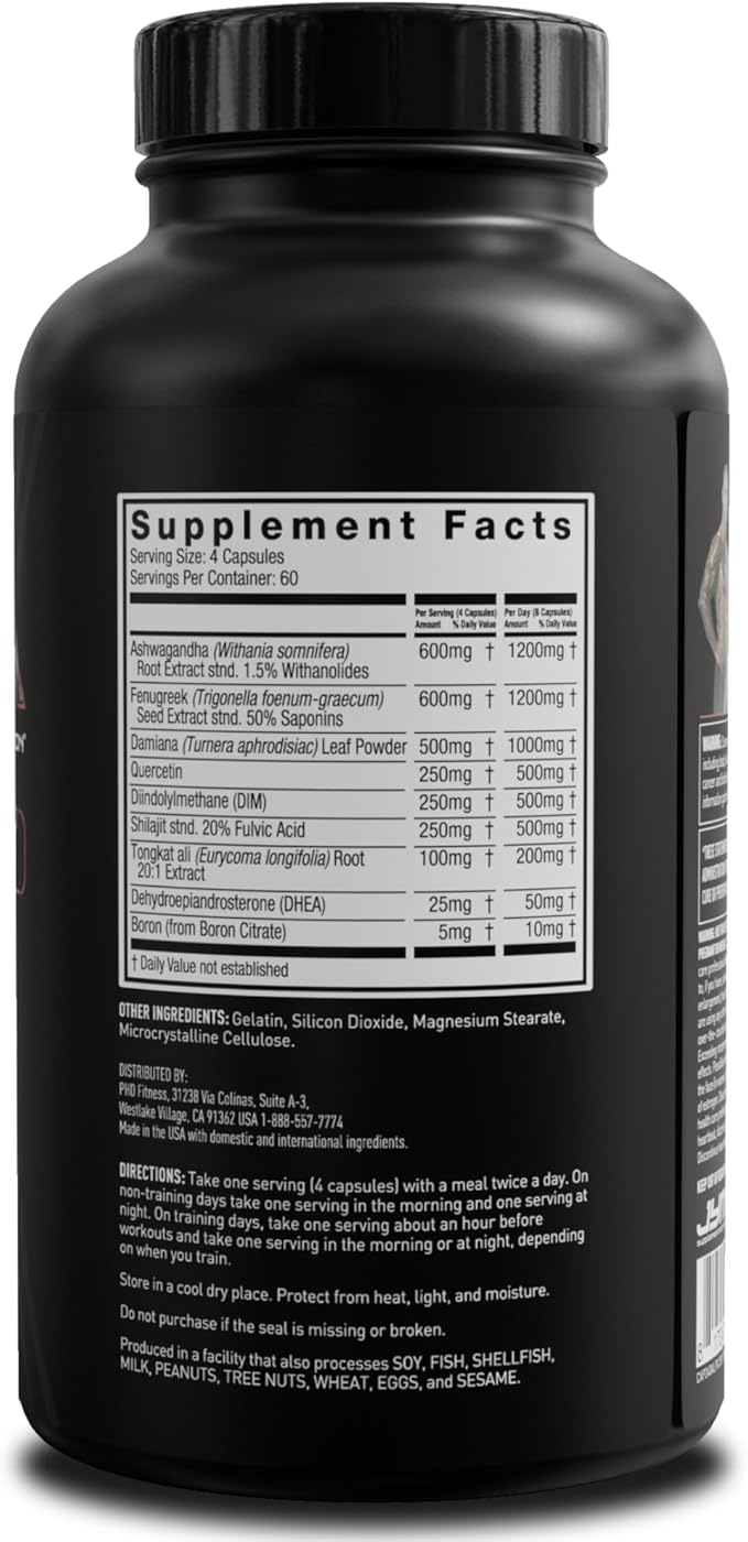 Alpha JYM X Advanced Hormone Optimization, Vitality, Optimization, DHEA, Ashwagandha, Boron, Shilajit, Fenugreek, Eurycoma, Damiana, Quercetin, DIM, JYM Supplemental Science, 240 Capsules