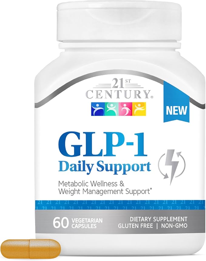 21st Century GLP-1 Daily Support Supplement (60 Count), Weight Management, Exercise, & Daily Metabolism Health Support, Vegetarian Capsules with Turmeric, Barberry, & Green Tea Extract, Gluten-Free