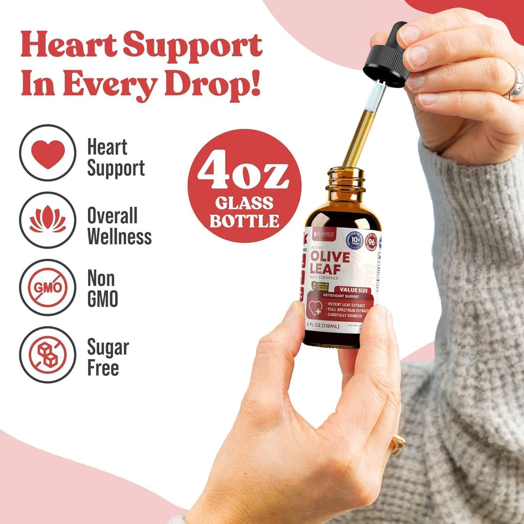 Rejuvica Health Active Olive Leaf 4oz XL Super Size Tincture - Advanced Olive Leaf Liquid Extract - Naturally Occurring Oleuropein - Immune & Heart Support Drops 3 Pack