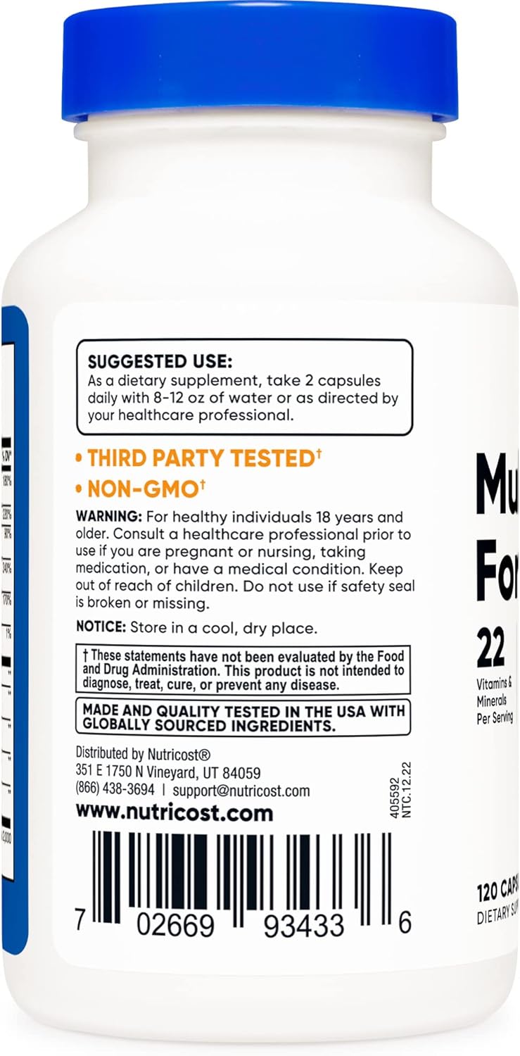 Nutricost Multivitamin for Men 120 Capsules (3 Bottles) - Vitamins and Minerals for The Healthy Man