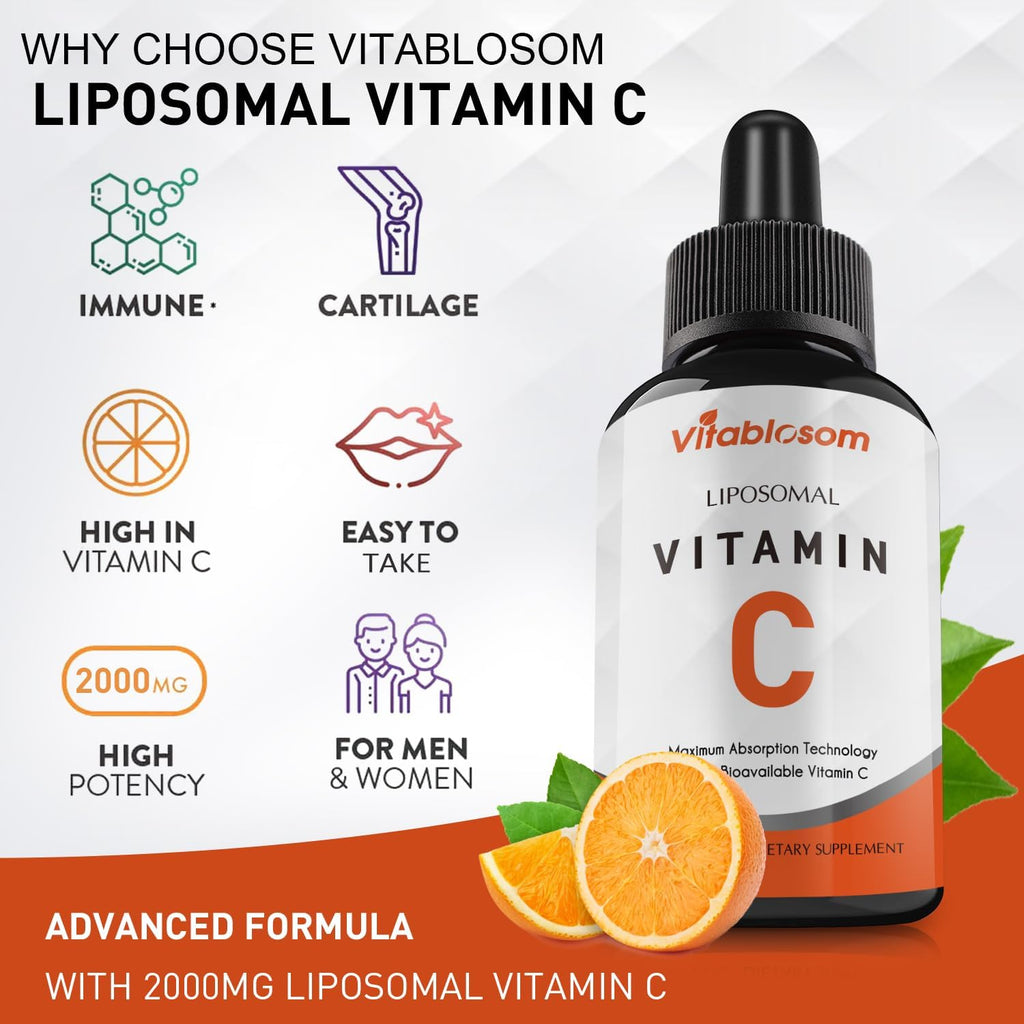 Liposomal Vitamin C 2000mg Liquid for Adults, High Absorption VIT C ，Maximize Vitamin C, for Immune System & Antioxidant, 60ML (3 Bottles)