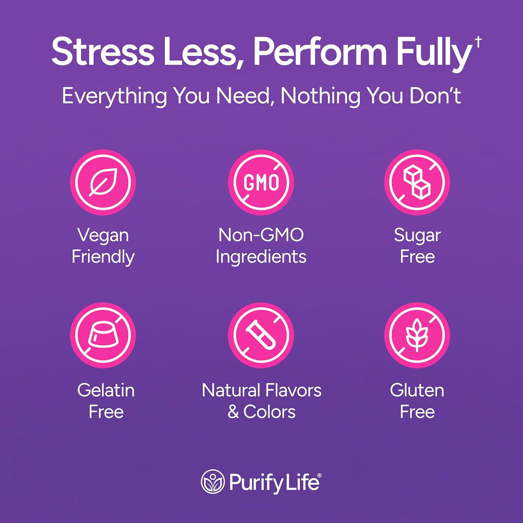 Purify Life Sugar-Free Rhodiola Rosea Gummies (1500mg/Serving) Cortisol Detox & Adrenal Support Supplement - Adaptogenic Rhodiola for Mood, Motivation, Stamina & Performance, Non-GMO, 60 Vegan Chews